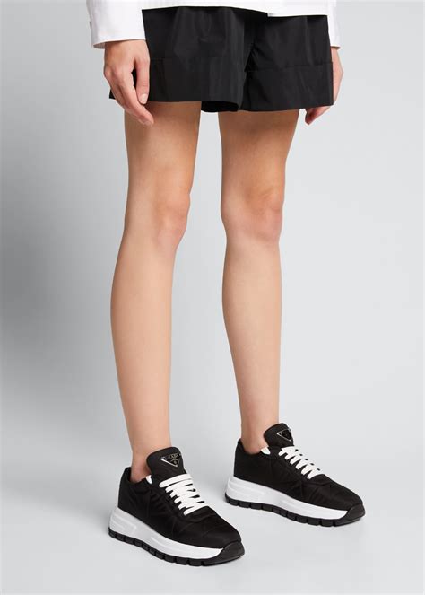 prada allacciate triangle nylon platform sneakers|Prada sandals size guide.